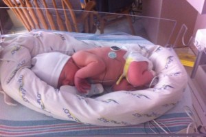 Just chillin' in her NICU nest.